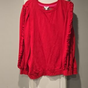 Crown & Ivy Red Ruffle Sleeve Sweatshirt